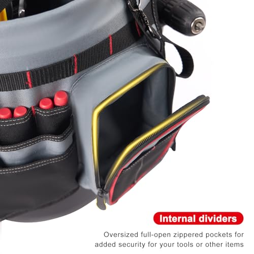 IRONLAND Bucket Tool Organizer Fit 3.5-5 Gallon Bucket, 64 Pockets, Bucket Tool Caddy Organization for Garden, Construction, Carpenter, Electrician, Builder red - size: Medium - 64 Pockets