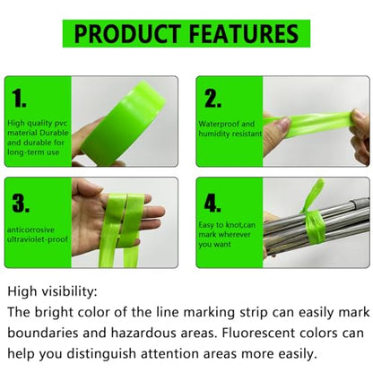 5 Pack Green Flagging Tape, Non-Adhesive Plastic Ribbon Neon Marking Roll - color: Green-5pcs