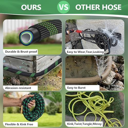 25 FT Non-Expanding Garden Hose, 2026 New Upgrated Non-Expandable Garden Water Hose - Ultra-Light & Flexible Burst-Resistant, Kink-Free Garden Hoses, All-Weather Use for Lawns, Gardens,Outdoor - size: 25ft