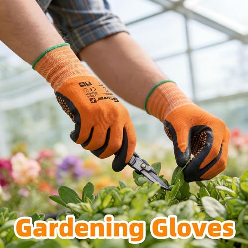 Schwer 3/6/12 Pairs Safety Work Gloves, MicroDot Abrasion & Grip, LT5619, L - size: Large