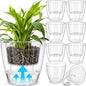 Self Watering Plant Pots, 7.1'', Transparent, 6 Pcs - color: Transparent, size: 7.1''