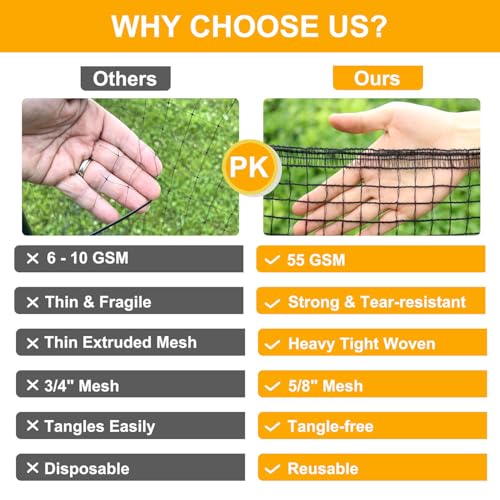 Deer Fence Netting, 55gsm Plastic Temporary Mesh Fencing, 7x50ft - size: 7 x 50 Feet