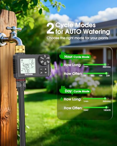 Water Timer for Garden Hose with Brass Inlet & Outlet, 1 Outlet Sprinkler Timer with Auto/Manual/Rain Delay Mode, Large LCD Display, Easy Programming Hose Timers for Lawn Garden Yard Vacation Watering - color: Gray