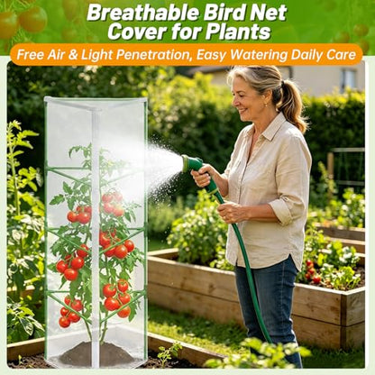 3Pcs 67"x12.6"x12.6" Garden Bird Netting for Triangle Tomato Cage - size: Triangle Cage Covers（Cover Only）