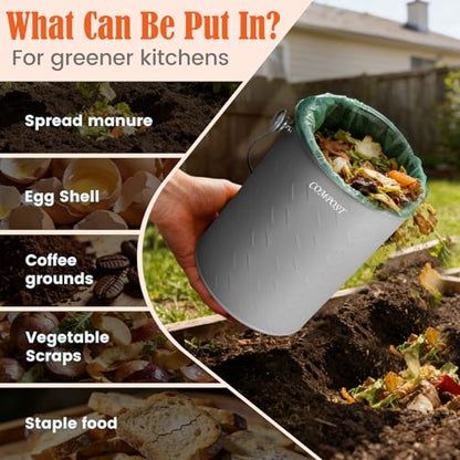 AOSION Countertop Compost Bin Kitchen,Odorless Indoor Compost Bin with Lid - color: Gray
