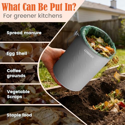 AOSION Countertop Compost Bin Kitchen,Odorless Indoor Compost Bin with Lid - color: Gray