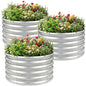 AHEONLAR 3PCS 2x2x2FT Galvanized Raised Garden Bed Kit Round Metal Flower Box Large Planter Raised Beds Outdoor Garden for Planting,Fruit,Herb Silver - color: Silver