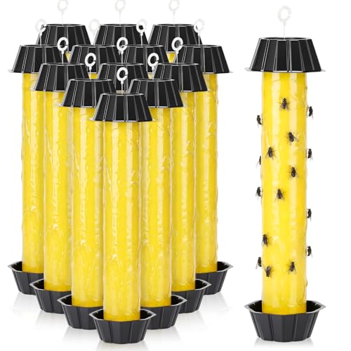 Qualirey 12 Pcs Fly Traps for Indoor Outdoor Hanging Fruit Fly Trap Sticky Mosquito for Home Insect 10 x 2.5 Inches