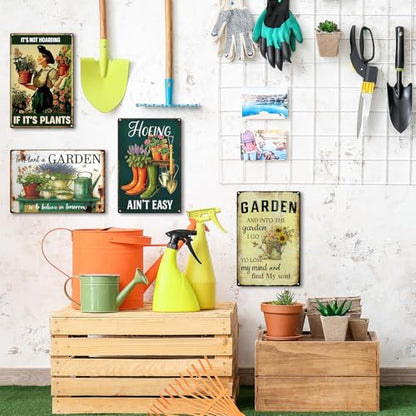 10 Pcs Vintage Funny Garden Metal Sign for Woman, 12 x 8 Inch