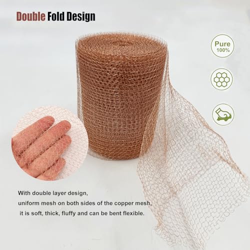 Copper Mesh Rodent Control 5in x 33ft, Rustproof, 0.17mm Wire, Double Layer - size: 5in x 33ft