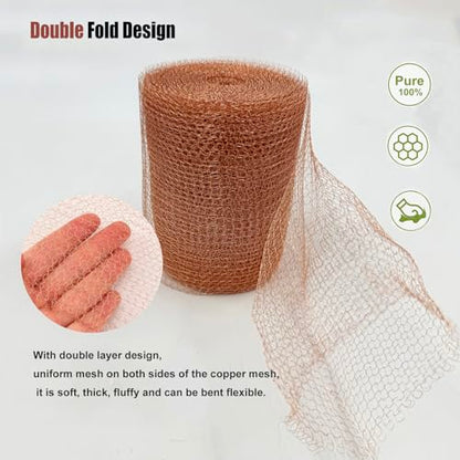 Copper Mesh Rodent Control 5in x 33ft, Rustproof, 0.17mm Wire, Double Layer - size: 5in x 33ft