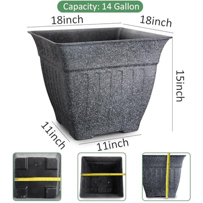 BTPLASTIK 4-Pack 18 Inch Large Outdoor Planters, Stone-Like Finish, Gray - color: Gray, size: 4P-18 INCH