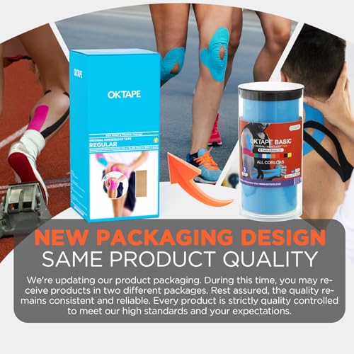 OK TAPE Kinesiology Tape (3 Pack) Latex Free Cotton Uncut 2in x 16.4ft - color: Light Blue, size: 3 Rolls