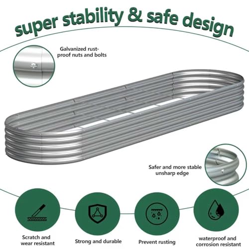 2PCS 12x2x1FT Galvanized Metal Raised Garden Bed,Outdoor Planter Box for Vegetables - size: 12x2x1(2PCS)