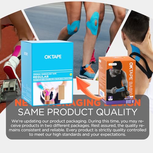 OK TAPE Kinesiology Tape (2 Pack) Latex Free Cotton Uncut 2in x 16.4ft - color: Black, size: 2 Rolls