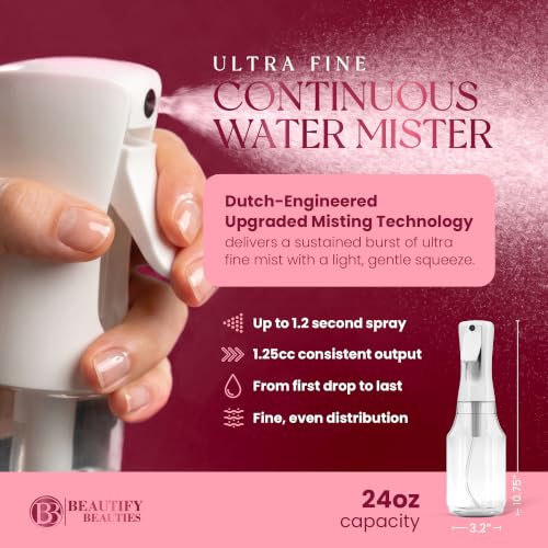 BeautifyBeauties Continuous Spray Bottle for Hair, 24 oz Mister Spray - color: Clear, size: 24 Ounces