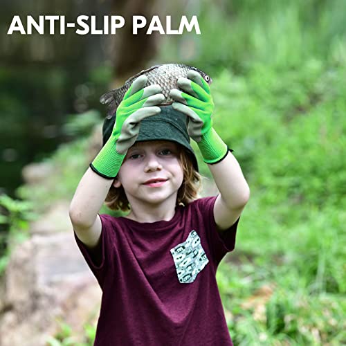 Vgo... 1-Pair Age 5-7 Kids Gardening Gloves, Children Yard Work Gloves, Soft Safety Rubber Gloves (XXS, Green, KID-RB6013) - color: 1 Pair - Green, size: XXS Age 5-7 (Pack of 1)