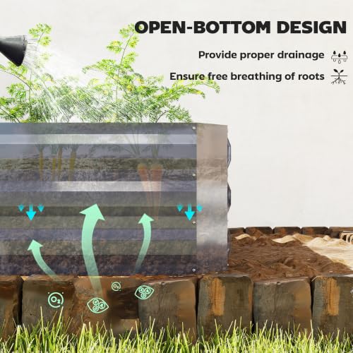 Outsunny 4 x 3ft Metal Planter Box with Mini Greenhouse Clear and Dark Gray - color: Clear and Dark Gray