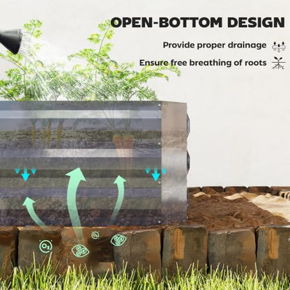 Outsunny 4 x 3ft Metal Planter Box with Mini Greenhouse Clear and Dark Gray - color: Clear and Dark Gray
