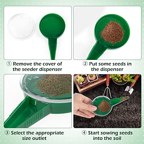 TXIN 2 Pieces Seed Spreader Handheld Seed Planter Tool Seed Sower for Tiny Seeds, Portable Mini Garden Hand Planter Seeder Tool, Adjustable Sowing Seed Dispenser Planting Tool with 5 Dial Settings