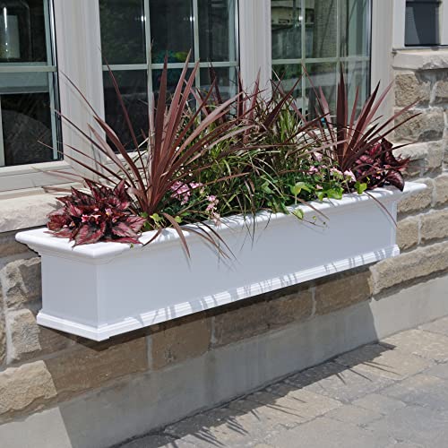 Mayne Yorkshire 60in Self-Watering Rectangular Window Box Planter, White - size: 60in, style: Traditional