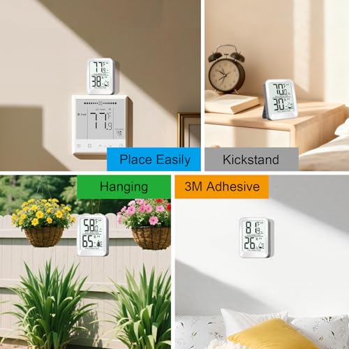 AyayaBoss 3 Pack Room Thermometer Indoor Hygrometer - color: white