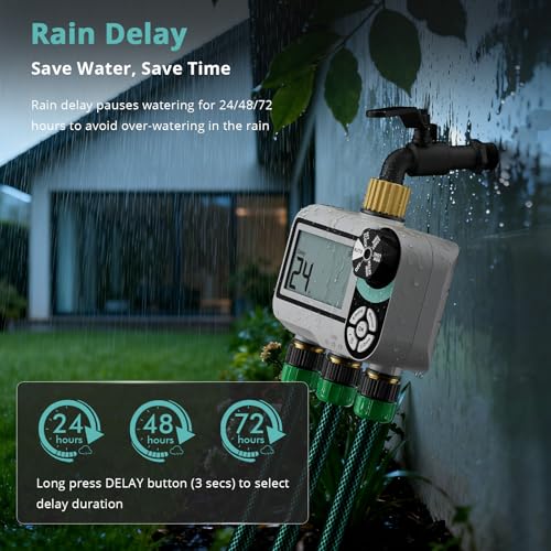 QUOBAS Brass Sprinkler Timer for Garden Hose, Programmable Water Timer - size: Sprinkler Timer 3 zone
