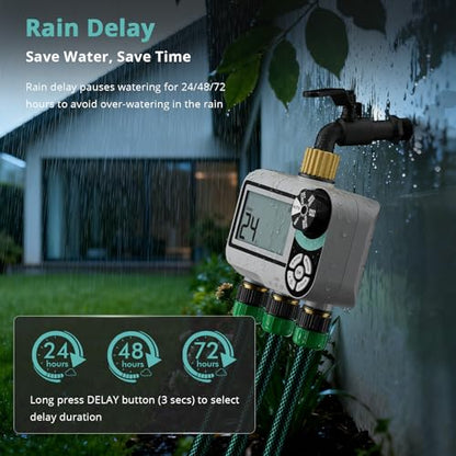 QUOBAS Brass Sprinkler Timer for Garden Hose, Programmable Water Timer - size: Sprinkler Timer 3 zone