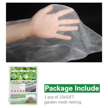 SnugNiture Garden Netting, Ultra Fine Mesh, 10x50FT, White, Easy to Install - size: 10X50FT