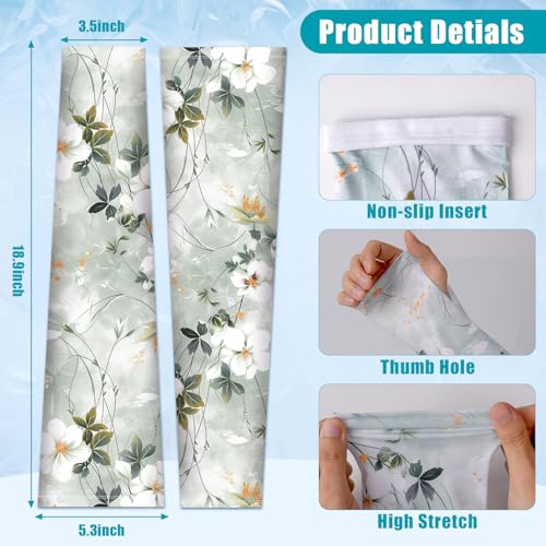 Gardening Sleeves for Women UV Sun Protection with Thumb Hole Anti-Scratch - color: Watercolor Flowers