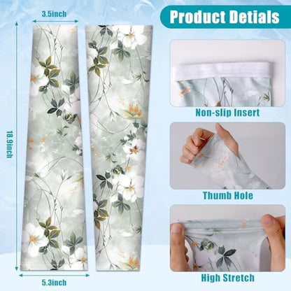 Gardening Sleeves for Women UV Sun Protection with Thumb Hole Anti-Scratch - color: Watercolor Flowers