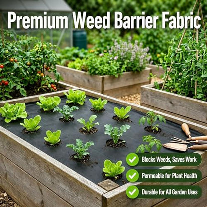 4ft x 100ft Weed Barrier Fabric, Heavy Duty Landscape Fabric - size: 4ft x 100ft