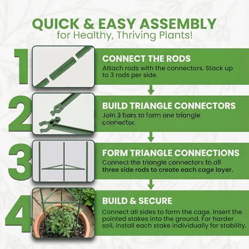 1 Pack 48" Tomato Cages for Garden - Large Tomato Plant Support Trellis - size: 1 Pack, 48 Inches