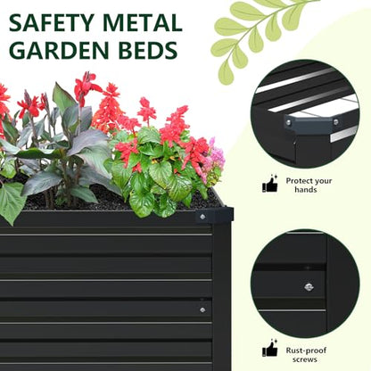 Vengarus 2PCS 9x3x1ft Galvanized Raised Garden Beds Kit,Planter Box Black - color: Black, size: 9x3x1FT(2PCS)