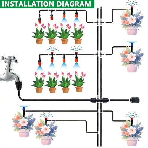 135PCS 240FT Automatic Drip Irrigation System Set - size: 135PCS-240FT Irrigation Kit