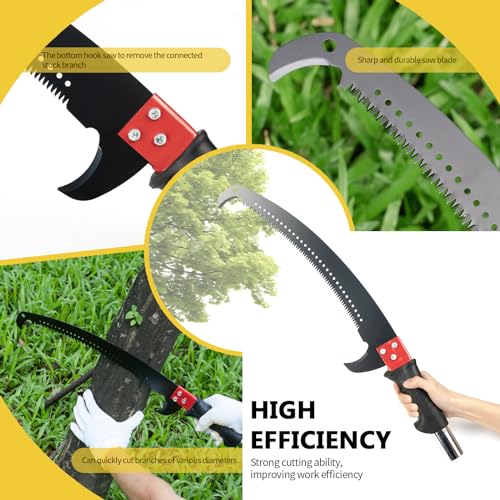 Manual Pole Saw, 30 ft Extendable Tree Pruner, Sharp Steel Blade and Scissors High Branches Trimming, Pole Saws for Tree Trimming, Tree Trimmers Long Handle Pruner