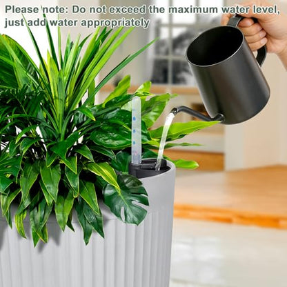 24" Self Watering Tall White Planters Outdoor Set of 2 - color: White Round