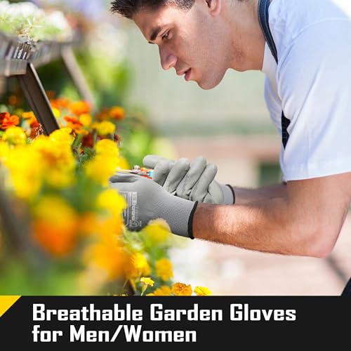 COOLJOB 60 Pairs Safety Work Gloves Pack Bulk with Grip PU Coating - color: Grey, size: Medium (Pack of 60)