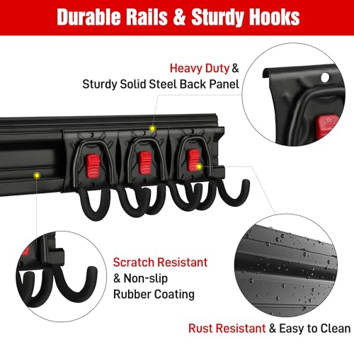 WORKPRO 64" Garage Tool Organizer Wall Mount with 8 Adjustable Hooks