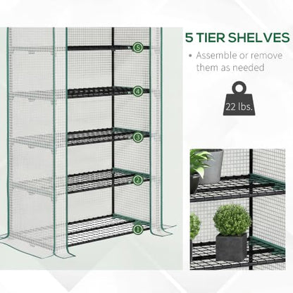 Outsunny 5 Tier Mini Greenhouse Small Portable 76" x 35.4" x 19.3" White - color: White