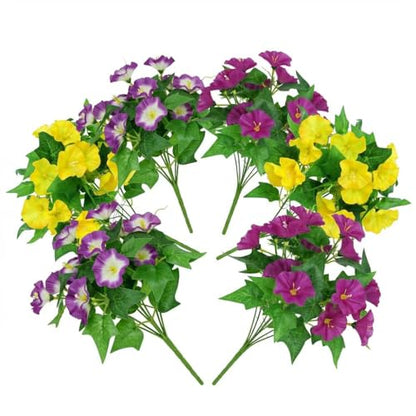 Qfglly 6 Bundles Artificial Morning Glories Silk UV Resistant12 Outdoor
