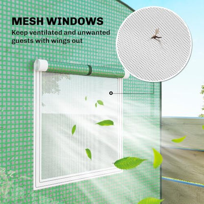 Outsunny Mini Greenhouse Portable Roll-Up Door 78.7" x 29.5" x 74" Green - color: Green
