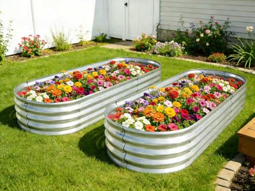 6 ft x 2 ft Raised Garden Bed Metal Elevated Planter for Vegetable Flower Herb (2pk)