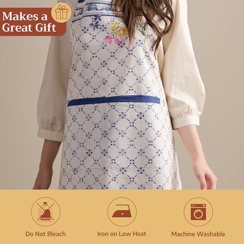 Maison d' Hermine Aprons for women with Pocket 100% Cotton (27.50"x31.50") - color: 037 - Faience
