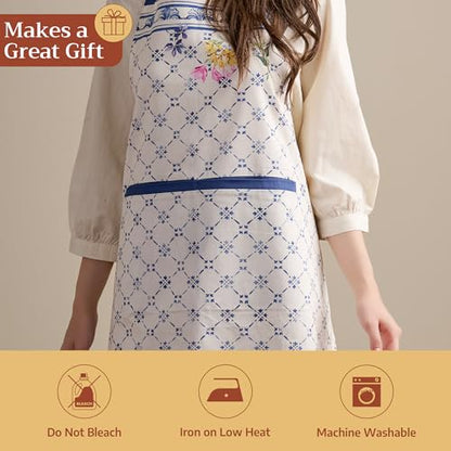 Maison d' Hermine Aprons for women with Pocket 100% Cotton (27.50"x31.50") - color: 037 - Faience