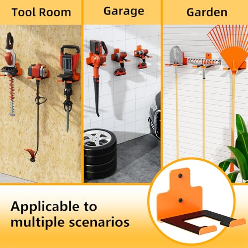 Wall-Mounted Weed Wacker Hanger, Garage Tool Organizer, 2 Pack Orange - color: orange 2 Pack