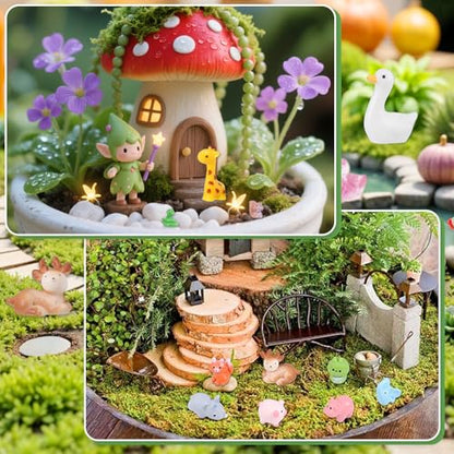 Fairy Garden Accessories, 50 Pcs Mini Resin Animals Miniature Figurines