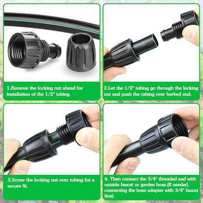 Gardrip 3/4 Inch Female Pipe Thread to 1/2 Inch Drip Irrigation Tubing Adapter: 6 Pieces 1/2 In. Barbed Drip Line x 3/4 In. Faucet PVC Adapter Connect 3/4" FHT Faucet Garden Hose - size: 3/4" to 1/2" Faucet Adapter-6P