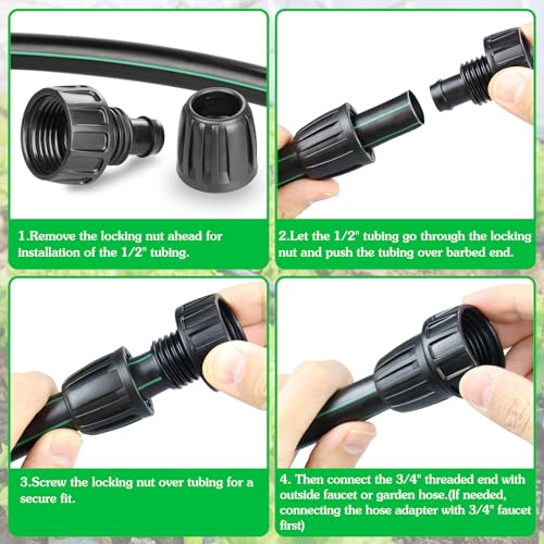 Gardrip 3/4 Inch Female Pipe Thread to 1/2 Inch Drip Irrigation Tubing Adapter: 6 Pieces 1/2 In. Barbed Drip Line x 3/4 In. Faucet PVC Adapter Connect 3/4" FHT Faucet Garden Hose - size: 3/4" to 1/2" Faucet Adapter-6P