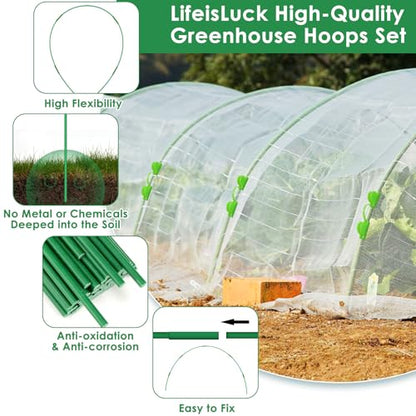 9 Sets Greenhouse Hoops for Raised Beds,45 Pcs Garden Hoops Grow Tunnel Rust-Free Fiberglass Garden Stakes Hoops, Plant Support Hoop House Kit Frame for Shade Cloth Netting Row Cover Garden Supplies